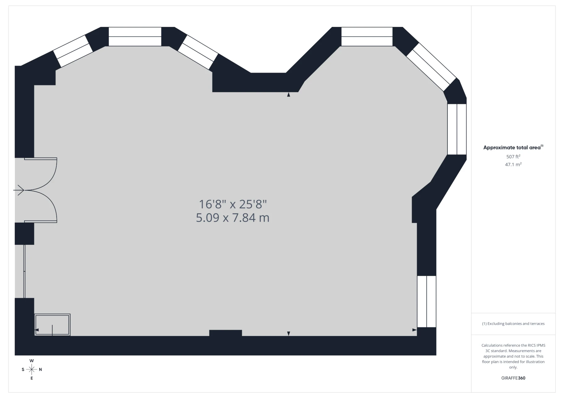Collector & Co Mayfair floorplan, approximately 507 sq ft / 47.1 sq m